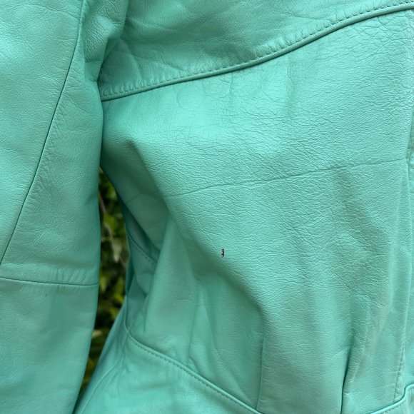 80's Mint Green Leather Jacket & Skirt - Size 10 & 4- Wilsons Suede & Leather - Picture 10 of 14